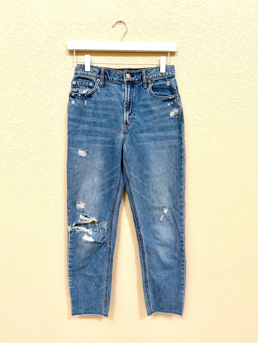 GAP Girls’ Blue Distressed Mom Jeans